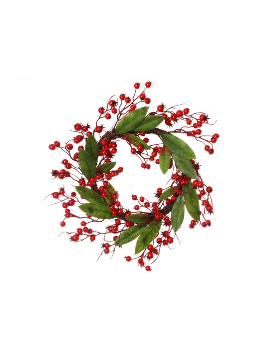16" Premium Berry Wreath, Lush Leaves & Handcrafted Decor, Perfect for Christmas, Festive Home Decor & Seasonal Celebrations