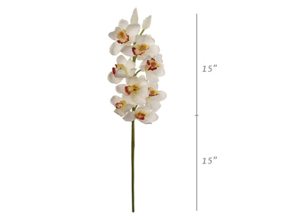 Elegant 30" Lifelike White Cymbidium Orchid - Silk Floral Centerpiece for Home and Event Decor