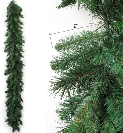6ft x 12in Deluxe Evergreen Christmas Garland - Lush, Long-Lasting Holiday Decor for Home and Office