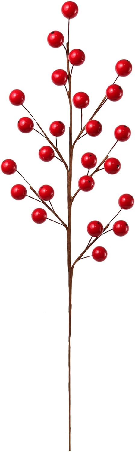 Premium 18-Inch Vibrant Artificial Berry Spray - Lush Red Berry Branch for Elegant Home Decor, Creative Crafts, and Festive Decorations - High-Quality Faux Berries