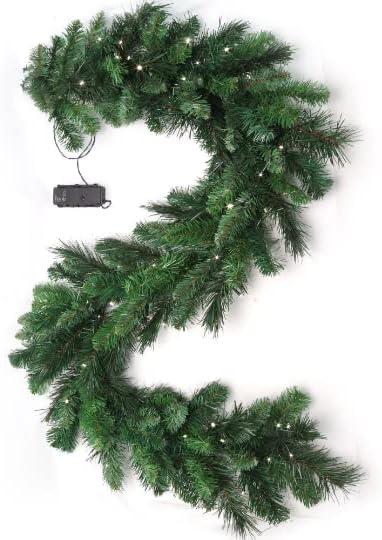 6ft x 12" LED Deluxe Evergreen Garland, Extra Long & Lush Pre-Lit Holiday Decor, Perfect for Christmas & Seasonal Displays