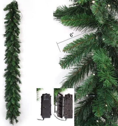 Luxury 6ft x 12" LED Deluxe Evergreen Garland - Extra Long, Lush & Pre-Lit Holiday Decor