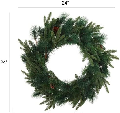 Stunning 24" Angel Pine Wreath with Natural Pine Cones - Elegant Seasonal Home Decor for Doors and Walls - Lush Holiday Decorative Wreath