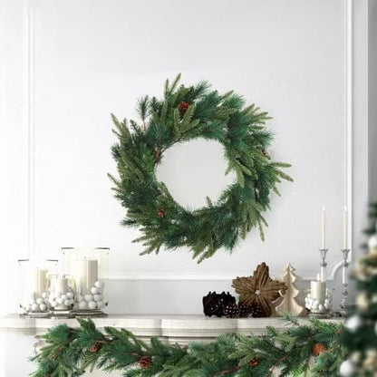 Stunning 24" Angel Pine Wreath with Natural Pine Cones - Elegant Seasonal Home Decor for Doors and Walls - Lush Holiday Decorative Wreath