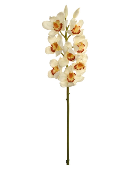 Elegant 30" Lifelike White Cymbidium Orchid - Silk Floral Centerpiece for Home and Event Decor