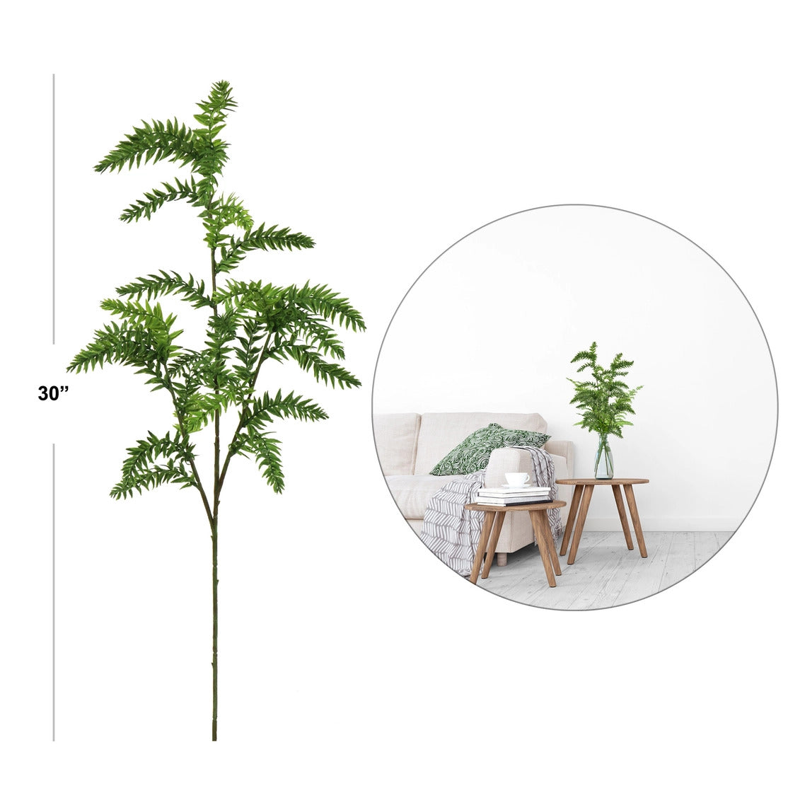 Set of 12 Premium Faux Hoop Pine Sprays - 30-Inch Artificial Pine Fronds, Lifelike Greenery Decor