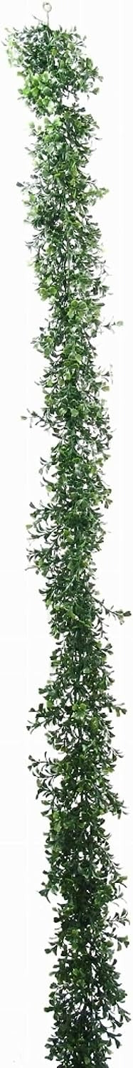 6-Pack of Lush 9-Foot Boxwood Green Garlands - 760 Tips, Artificial Foliage for Weddings, Events, and Home Decor