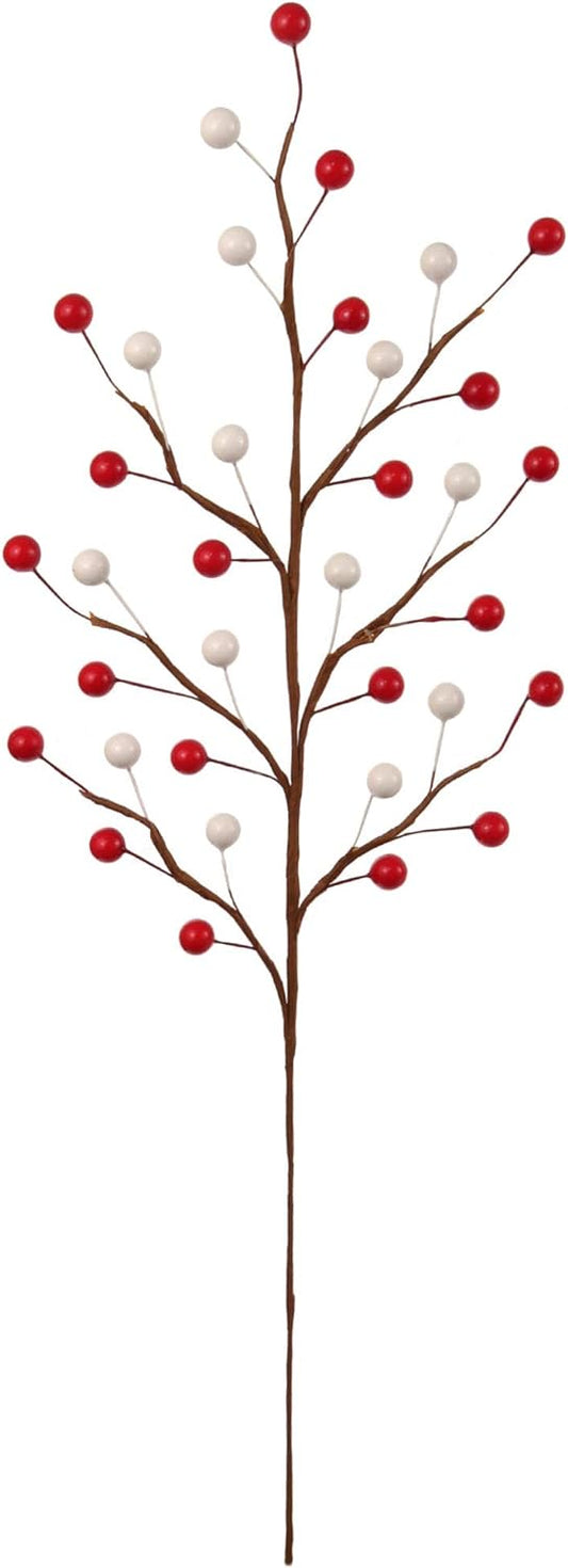 19" Charming Artificial Berry Spray, Lifelike & Vibrant Decor Accent, 35 Lush Berries, Perfect for Christmas, Seasonal Decor & Crafting