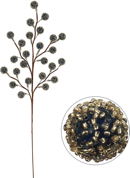 17" Charming Handcrafted Beaded Berry Spray Decorations, Elegant Artisan-Crafted Holiday Accents, Pack of 12, Perfect for Christmas & Seasonal Decor