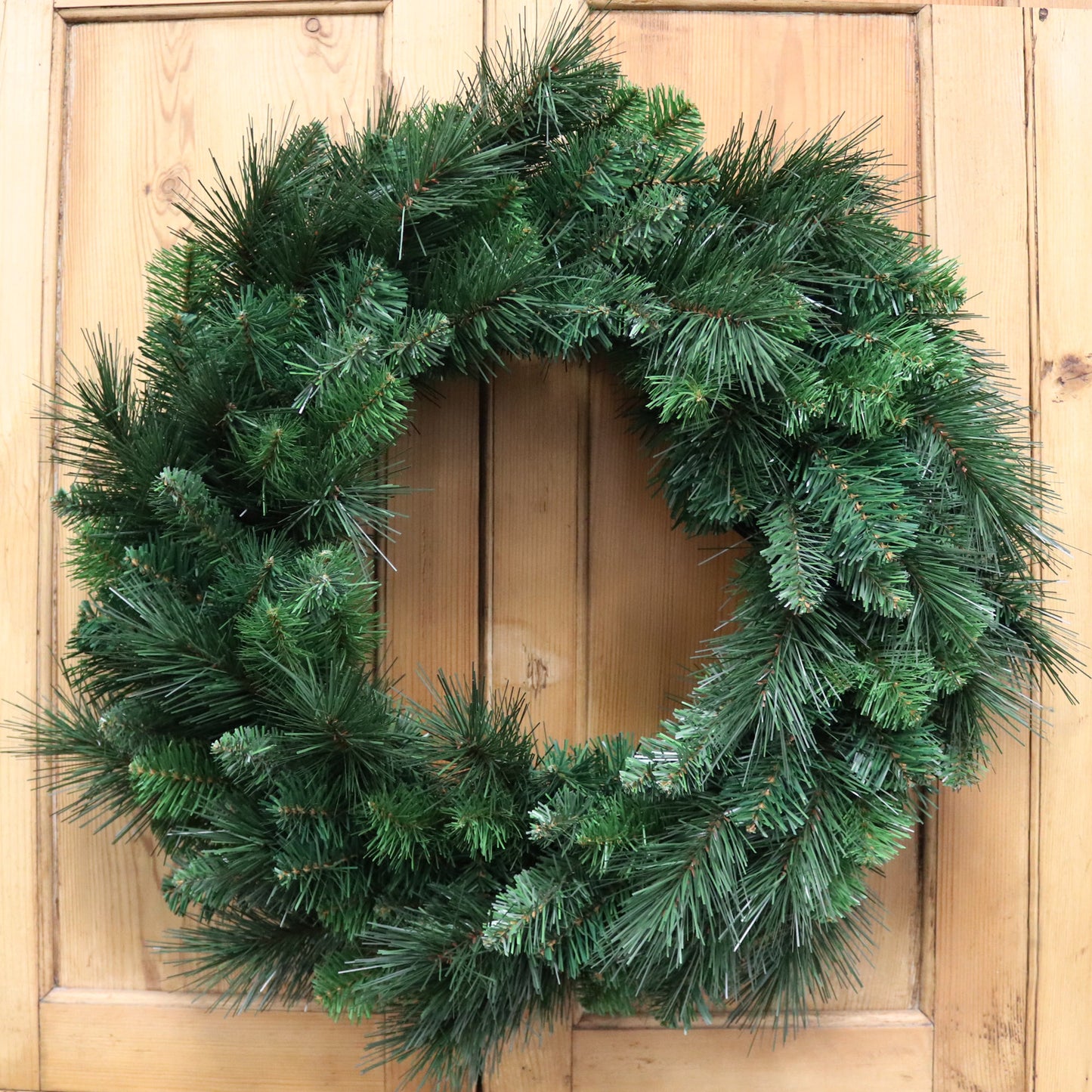 Christmas Deluxe Evergreen Pine Wreath Set of 2 - 24-Inch Lifelike Green Tips for Indoor/Outdoor Holiday Decor