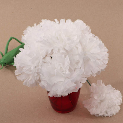 100 White Silk Carnation Picks, Artificial Flower Heads for Weddings, Decorations, DIY Decor, Bulk Carnations, 3.5" Carnation Heads with Unattached 5" Stems