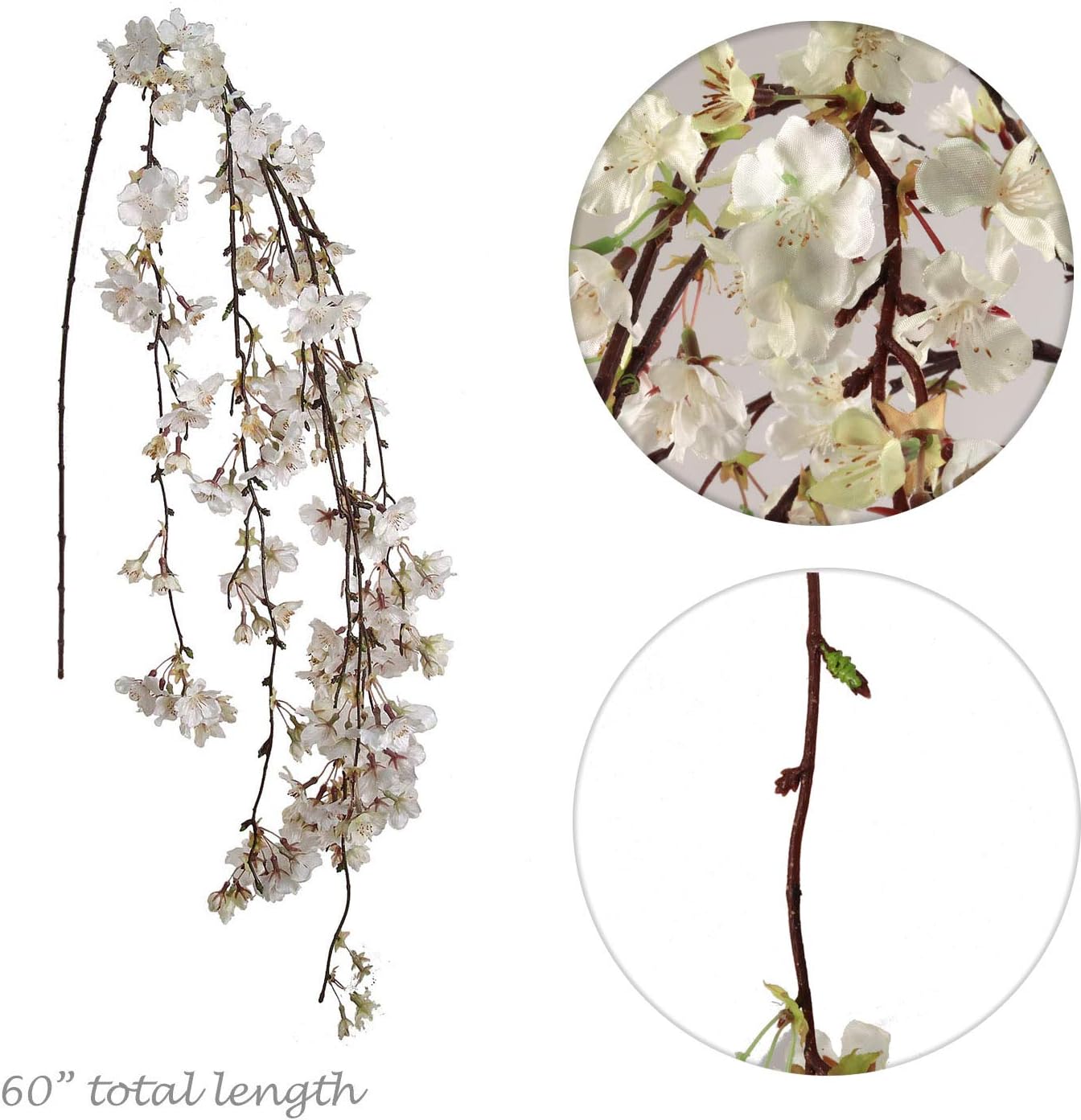 Elegant Floral Charm 60-Inch Hanging Cherry Blossom - Beautiful Artificial Flower Garland for Home and Event Decorations - Enhance Your Space with Captivating Blossoms