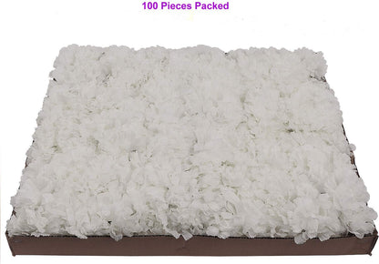 100 White Silk Carnation Picks, Artificial Flower Heads for Weddings, Decorations, DIY Decor, Bulk Carnations, 3.5" Carnation Heads with Unattached 5" Stems