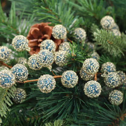 17" Charming Handcrafted Beaded Berry Spray Decorations, Elegant Artisan-Crafted Holiday Accents, Pack of 12, Perfect for Christmas & Seasonal Decor