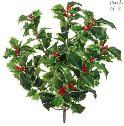 Stunning 18-Inch Artificial Holly Bush with 171 Lifelike Leaves and 18 Bright Red Berries - Perfect for Festive Home & Garden Decor