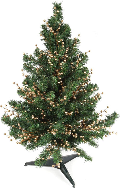 Pack of 12 Artificial Berry Twigs with Gold Berries - 17 Inches Tall - Realistic and Lifelike Christmas Berry Spray Stems