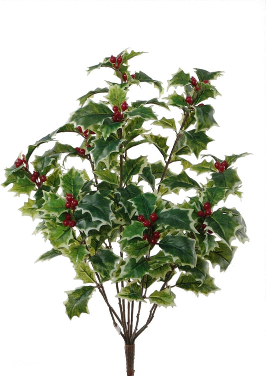 Stunning 18-Inch Artificial Holly Bush with 171 Lifelike Leaves and 18 Bright Red Berries - Perfect for Festive Home & Garden Decor