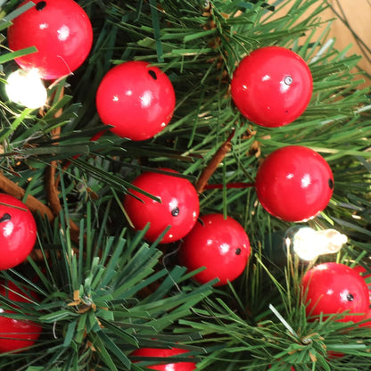 18" Premium Artificial Berry Spray, Vibrant Red Faux Berries, Lush Branch for Elegant Home Decor, Creative Crafts & Festive Christmas Decorations