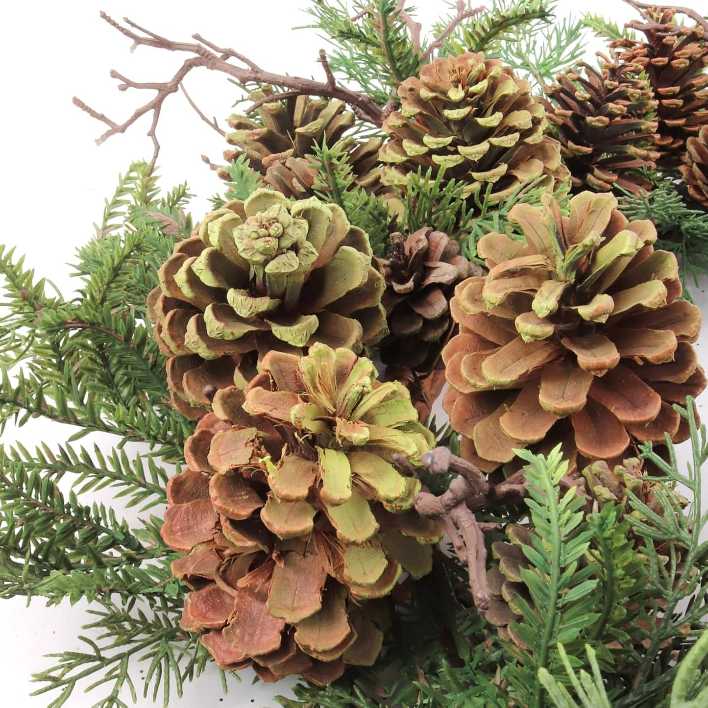 Set of 2: Artificial Mixed Pine Wreath with Natural Moss, Twigs, & Pine Cones | 24" Wide | Holiday Accents | Indoor/Outdoor Use | Winter | Home & Office Decor, Floral Home by Artificial Flowers