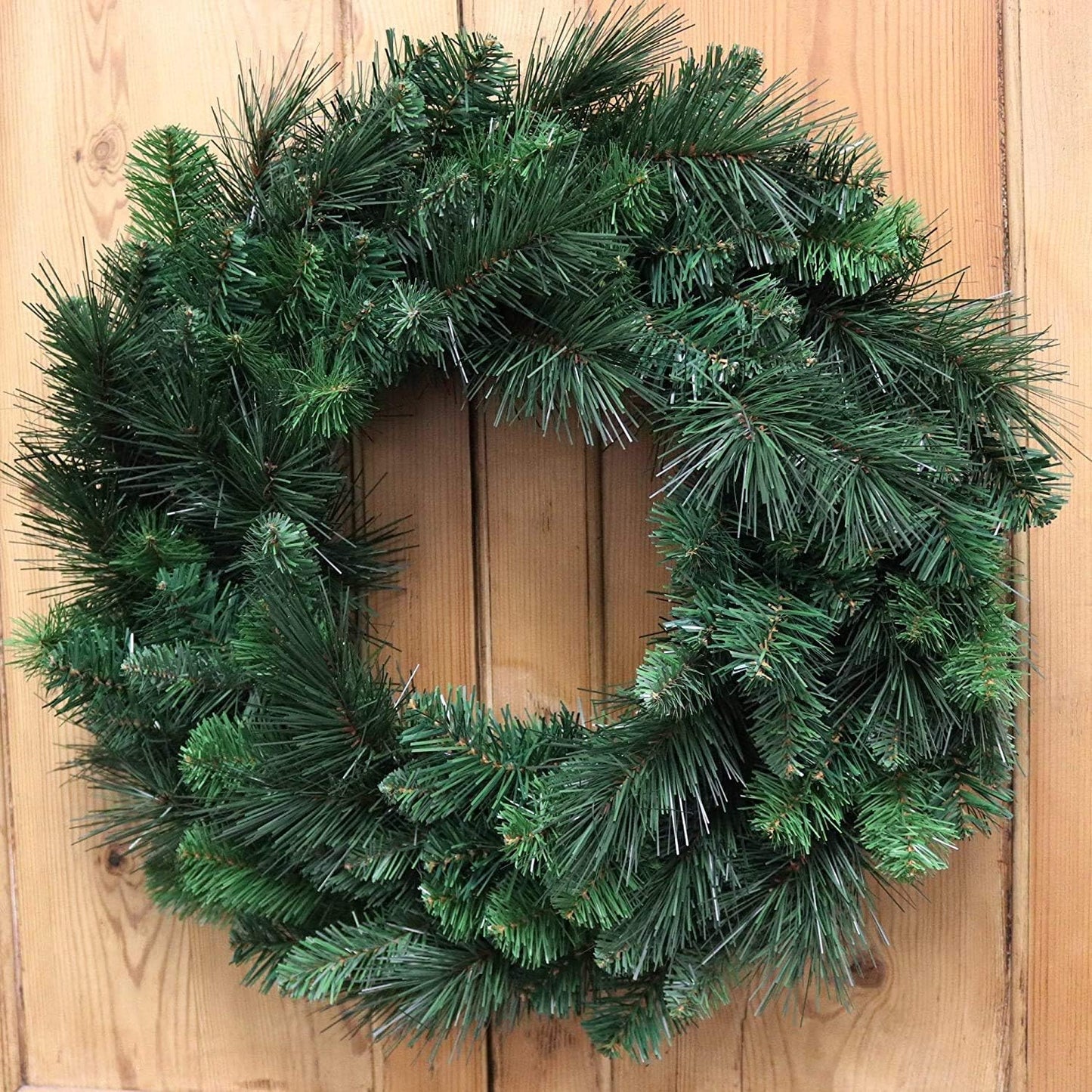 24-Inch Deluxe Evergreen Double Door Wreath – Festive, Lush, Artificial Christmas Decor for Home Entrance