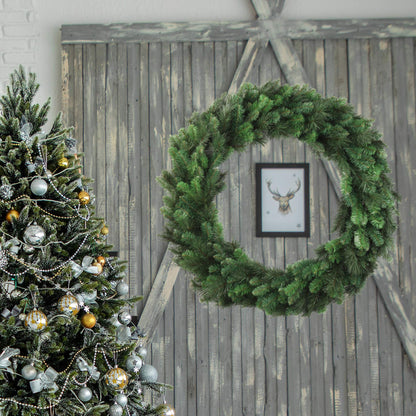48" Handcrafted Evergreen Christmas Wreath - Festive Double Door Size with Natural Accents