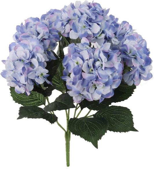 Hydrangea Silk Flower Bush, Seven Heads Per Bush, UV Resistant, Indoor & Outdoor Silk Plant, Adjustable Stem, Rich Green Leaves, Wedding