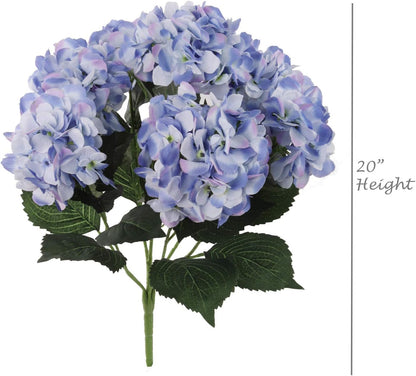 Hydrangea Silk Flower Bush, Seven Heads Per Bush, UV Resistant, Indoor & Outdoor Silk Plant, Adjustable Stem, Rich Green Leaves, Wedding