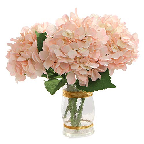 Pink 27" Hydrangea with 2 Leaves - Add a Touch of Elegance with our Lifelike Pink Artificial Hydrangea Perfect for Home Decor