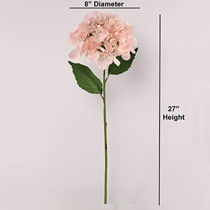 Pink 27" Hydrangea with 2 Leaves - Add a Touch of Elegance with our Lifelike Pink Artificial Hydrangea Perfect for Home Decor