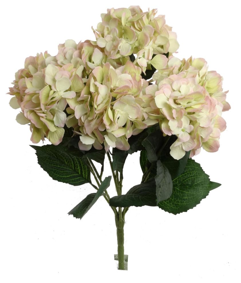 20" Green Pink Hydrangea Stem - Graceful Elegance for Your Space - Lifelike Floral Accent - Ideal for DIY Bouquets, Centerpieces