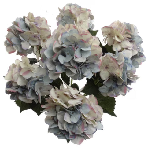 20" Lavender Blue Artificial Hydrangea Bush - Set of 2, 7-Head Premium Faux Silk Flowers - Elevate Your Space with Elegance and Charm Perfect Home Decor