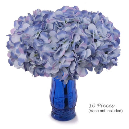Premium 7" DZA Hydrangea Head (10pc Set) - Lifelike Faux Flowers for DIY Bouquets, Elegant Wedding Centerpieces, and Home Decor Showpieces