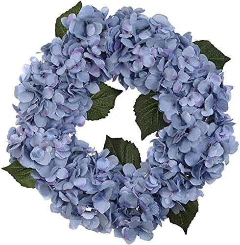 Artificial Blue Hydrangea Wreath - 18"