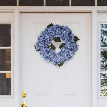 Artificial Blue Hydrangea Wreath - 18"