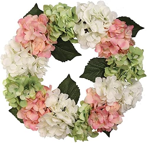 18" Hydrangea Wreath with 12 Artificial Flowers, Premium Lifelike Decor, Easy-to-Hang, UV-Resistant, Christmas & Event Home Decoration