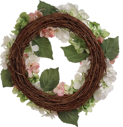 18" Hydrangea Wreath with 12 Artificial Flowers, Premium Lifelike Decor, Easy-to-Hang, UV-Resistant, Christmas & Event Home Decoration
