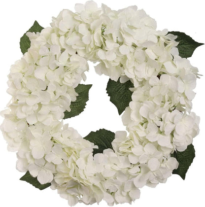 Artificial White Hydrangea Wreath - 18"