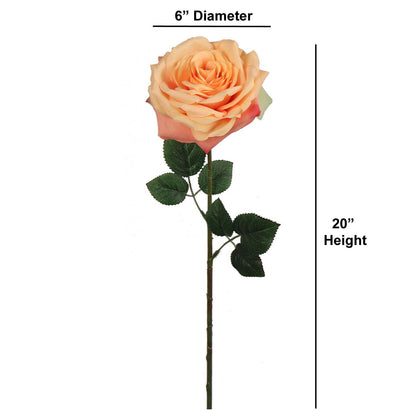6" Dia Open Rose 20" Stem/6 - Realistic Artificial Flowers for DIY Wedding Bouquets, Elegant Centerpieces & Home Decor - Lifelike Beauty for Special Occasions & Everyday Elegance