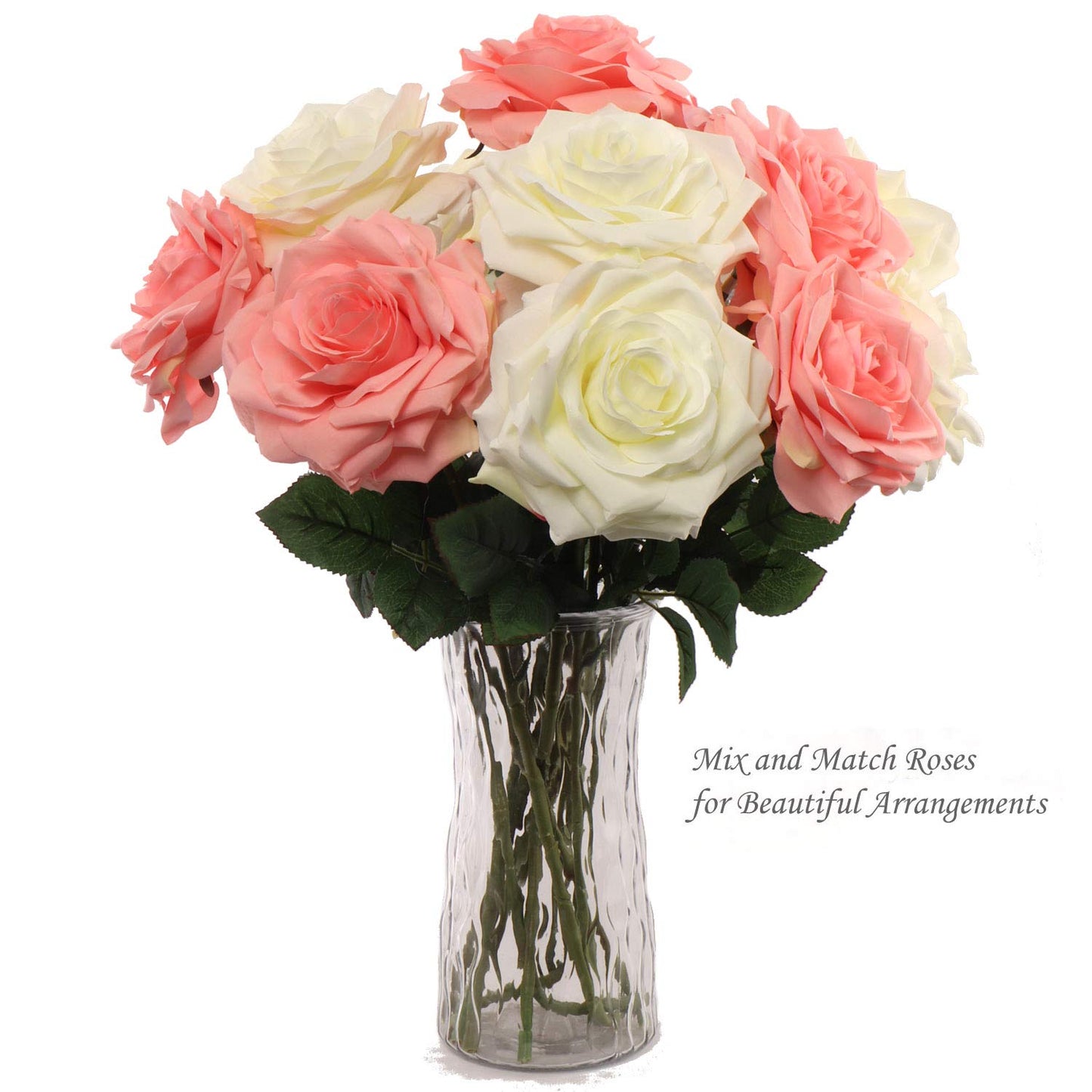 6" DIA Rose w/ 20" Stem (6Pc Bundle) - Lifelike Faux Roses for DIY Wedding Bouquets, Classic Home Decor & Events. Radiant Floral Charm