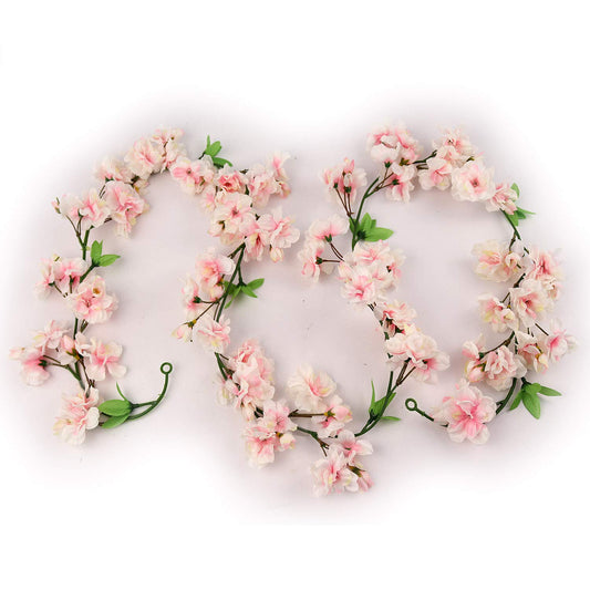 4.5' Cherry Blossom Garland, Lifelike Faux Floral, Vibrant Elegance for Spring Events, Wedding Aisle & Christmas Home Decor, Seasonal Display for All Settings