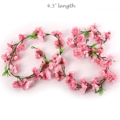 4.5' Pink Cherry Blossom Garland, Realistic Faux Floral, Perfect for Weddings, Home Decor & Spring Events, Ideal for Mantels, Centerpieces & Christmas Celebrations