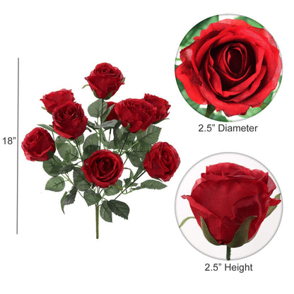 17" Rose Bush x9 - Luxurious Lifelike Blooms for DIY Wedding Bouquets, Elegant Bridal Shower Centerpieces & Home Decorations