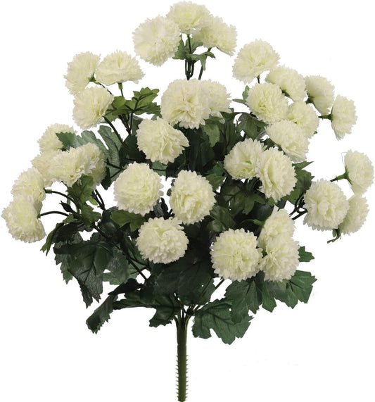 Classic Cream White Silk Flower Mum Bush, 18" Tall - Contains 11 Sprays & 33 Blooms - Lifelike Fake Chrysanthemum for Home Décor, Wedding Arrangements, Event Centerpieces - Elegant & Durable