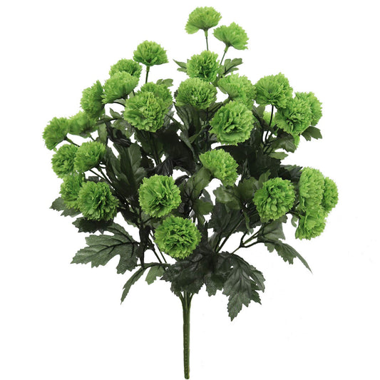 Green 18" Mum Bush x11 - Vibrant Realistic Faux Mums for Elegant Wedding Bouquets, Centerpieces, and Home Decor