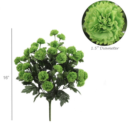 Green 18" Mum Bush x11 - Vibrant Realistic Faux Mums for Elegant Wedding Bouquets, Centerpieces, and Home Decor
