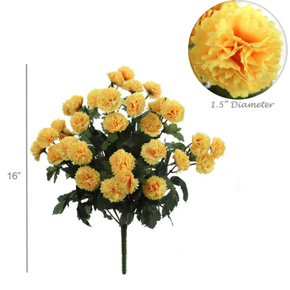Yellow 18" Mum Bush x12 - Sunlit Realistic Faux Mums for DIY Wedding Bouquets, Radiant Centerpieces, and Vibrant Home Decor