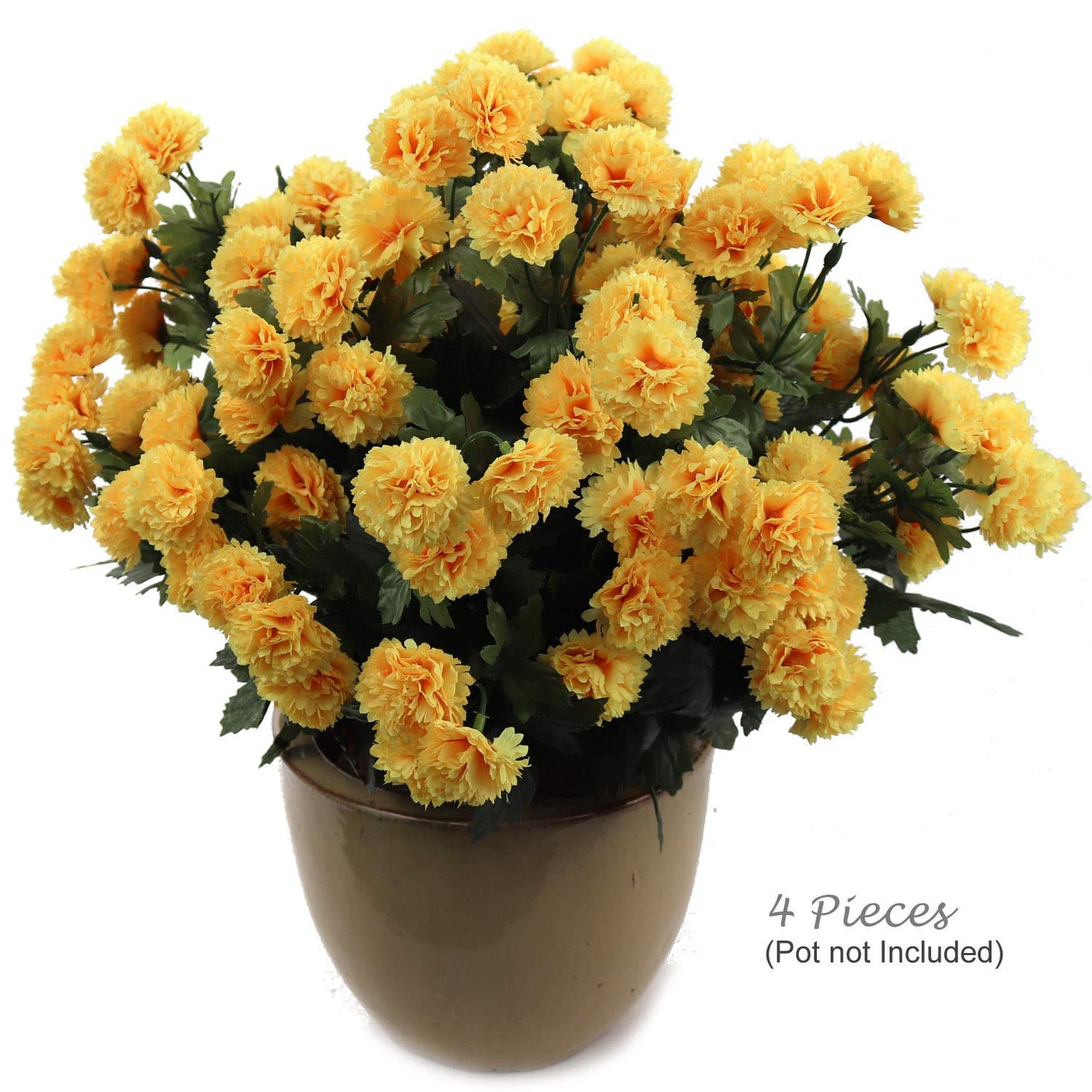 Yellow 18" Mum Bush x12 - Sunlit Realistic Faux Mums for DIY Wedding Bouquets, Radiant Centerpieces, and Vibrant Home Decor