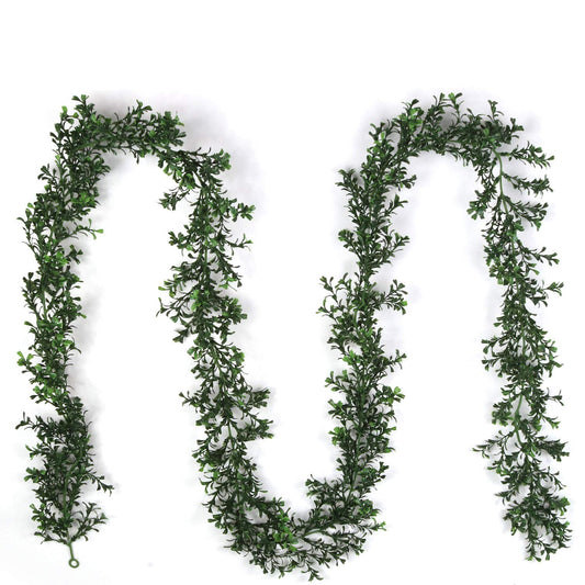 9' Boxwood Garland (2 per Bag) - Lush Green Artificial Faux Greenery for Event Decor, DIY Wedding Arch, Mantel Displays & Home Decor; Versatile & Realistic Indoor/Outdoor Garland Set