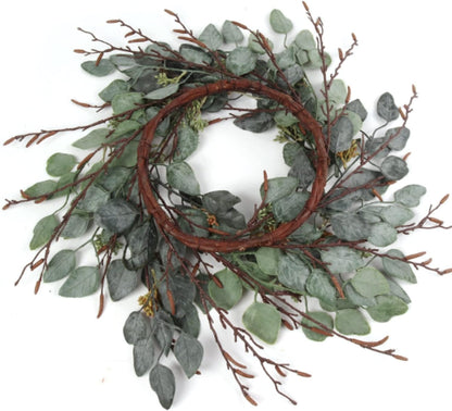 24" Eucalyptus Wreath - Lush Greenery Front Door Decor, Handcrafted, Indoor/Outdoor, All-Season, Elegant Welcome Accent for Home & Patio