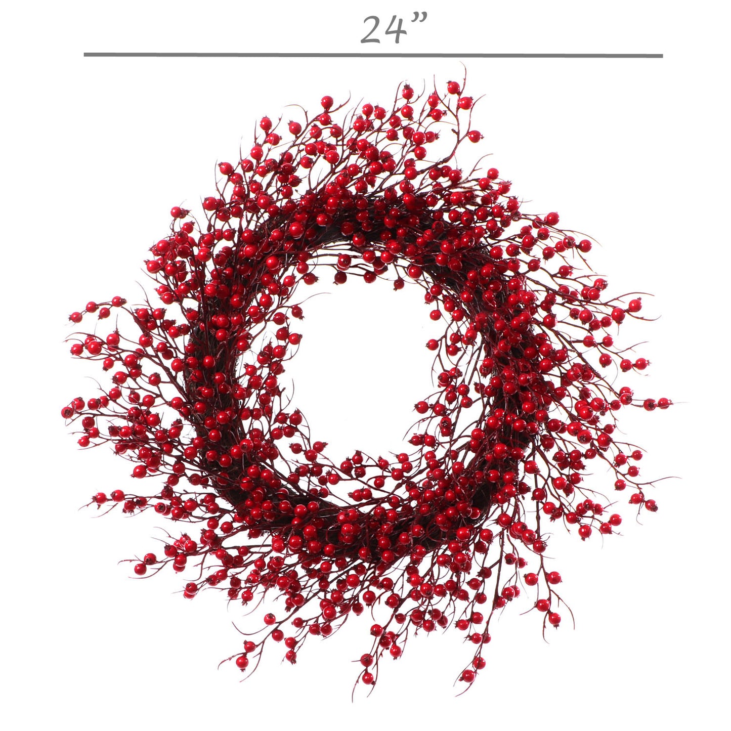 22" Red Rosehip Berry Wreaths - Set of 2, Lifelike Artificial Holiday Décor, Perfect for Front Door, Mantel & Wall - Christmas & Winter Accent